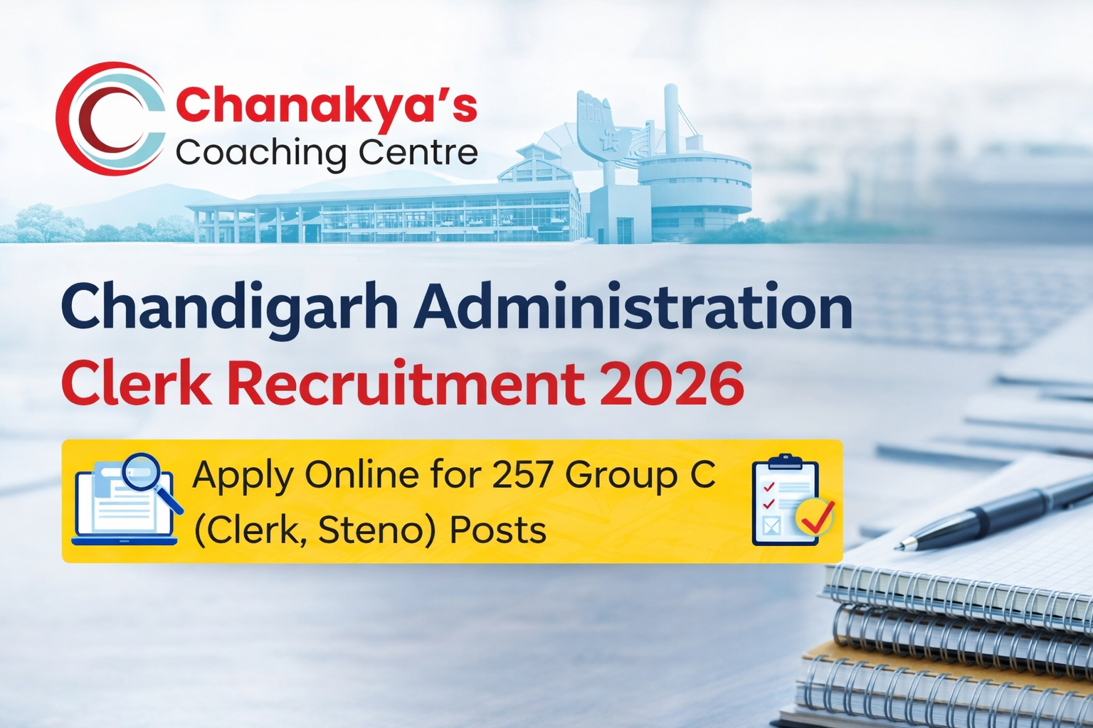 Chandigarh Administration Clerk Recruitment 2026 Out – Apply Online for 257 Group C (Clerk, Steno) Posts