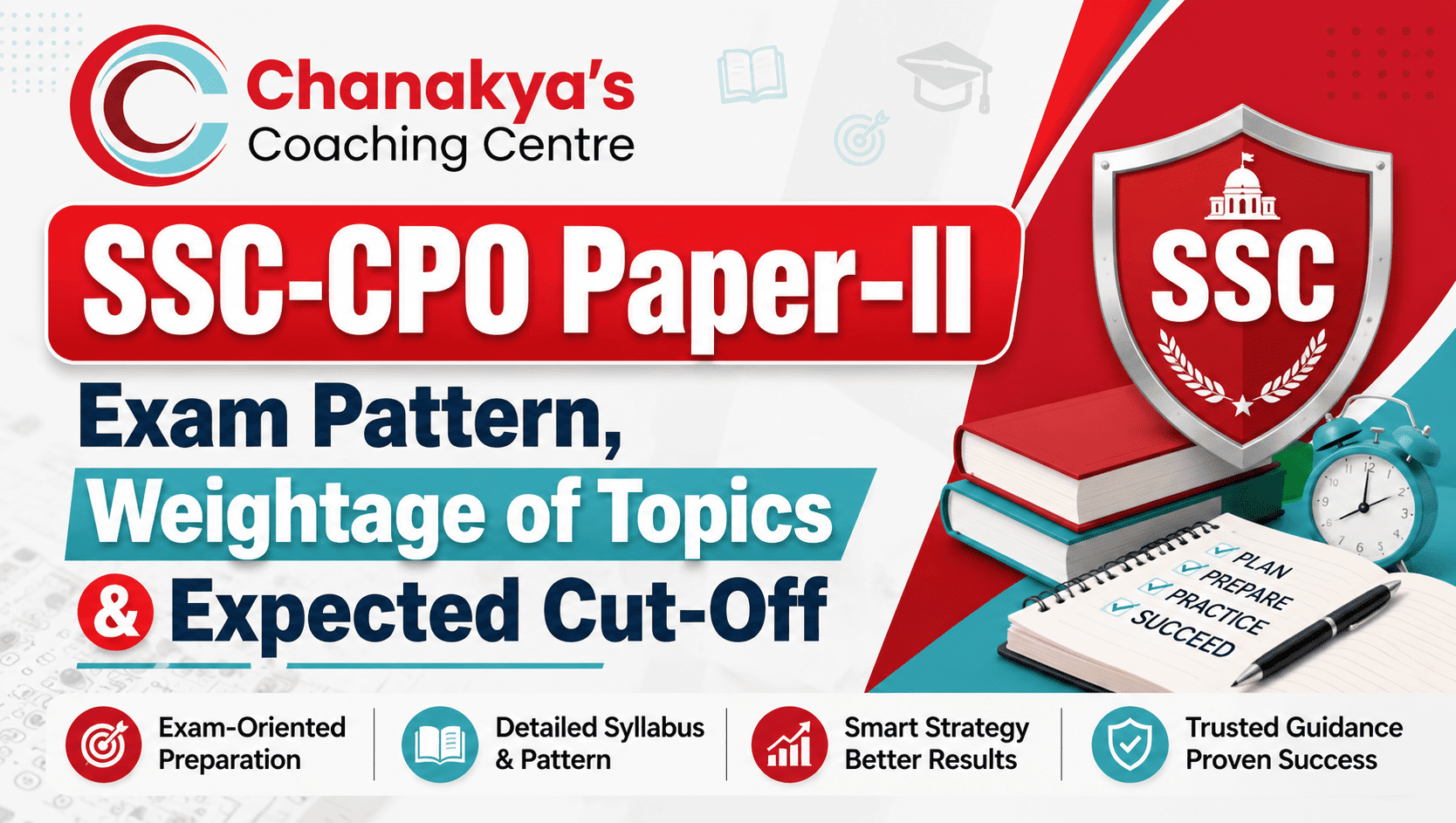 SSC-CPO Paper-II Exam Pattern, weightage of topics, expected cut-off : Chanakya’s Coaching Centre