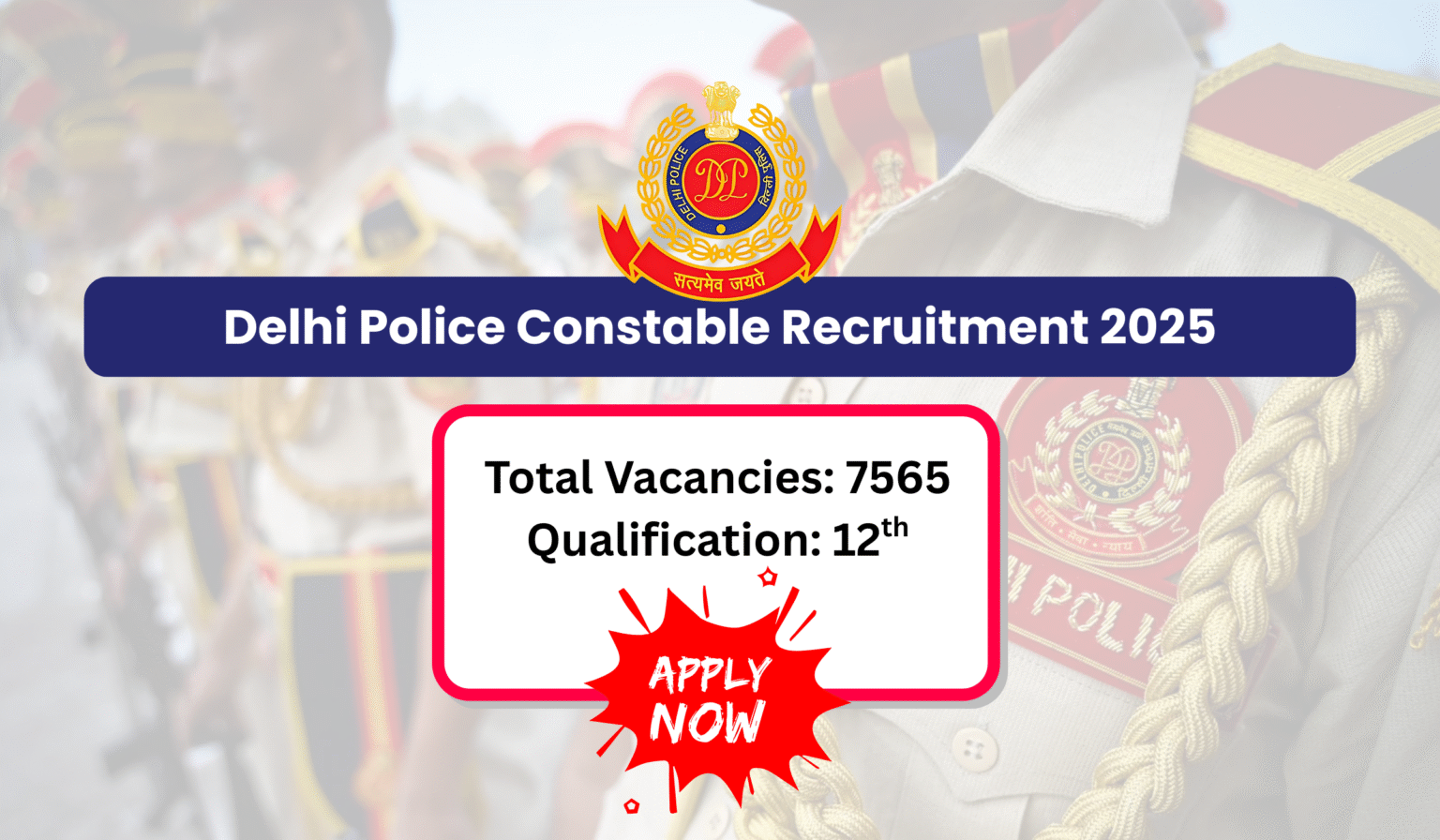 Delhi Police Constable Vacancy 2025 Notification Out for 7565 Posts